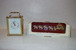 Small Brass Carriage Clock and a Royal Anniversary Gold Coach