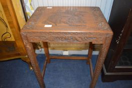 Oriental Carved Wood Occasional Table