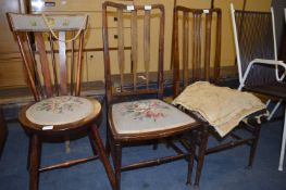 Pair of Edwardian Inlaid Dining Chairs and a Mahogany Circular Seated Dining Chair
