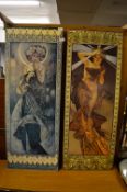 Pair of Mucha Prints on Board