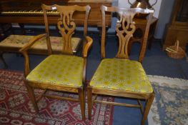 Set of Oak Dining Chairs Four Diners Two Carvers