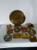 Advertising Ashtrays, Brass Tray and a Shoe Horn