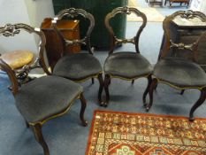 Set of 4 Rosewood Victorian Dining Chairs, Cabriole Legs