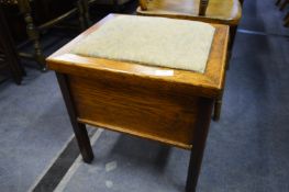 Oak Sewing Box and Contents