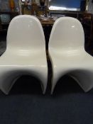 Pair of White Fiberglass S Shaped Chair