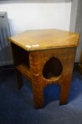 Oak Hexagonal Topped Occasional Table with Undershelves