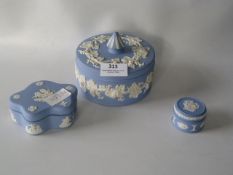 Three Wedgwood Jasper Ware Boxes