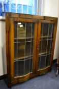 Lead Glazed Oak Display Cabinet