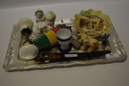 Tray of Miniature Saw, Sylvac Dog, Door Handle, Etc