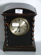 Oak Mantel Clock with Barley Twist Corners