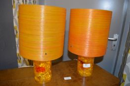 Pair of 1970's Table Lamp with Orange Shades