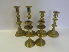 Three Pairs of Brass Candlesticks