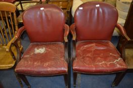 Pair of Red Leather Armchairs