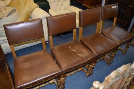 Set of Four Leather Seated Dining Chairs