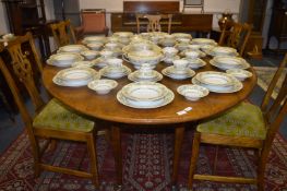 Large Oak Drop Leaf Dining Table on Cabriole Legs