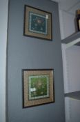 Pair of Framed Silk Panels