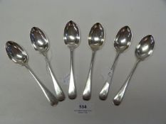 Set of Six Silver Teaspoons 