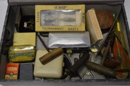 Box of Collectables, Corkscrews, Razors Box, Travel Clock , Etc.
