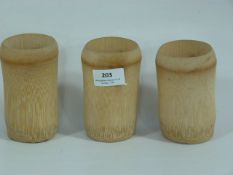 Three Oriental Wood Paint Brush Pots