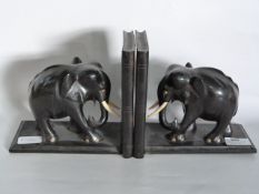 Ebony Elephant Bookends