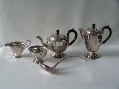 Silver Plated Tea Service and a Ladle