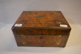 Brass Bound Burr Walnut Stationery Box