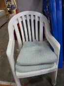 Two White Plastic Garden Chairs