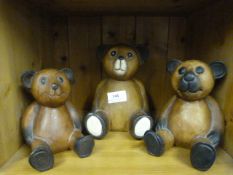 Carved Group of Three Teddy Bears