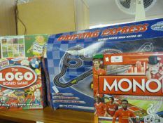 Four Games in Box, Monopoly, Logo, etc.