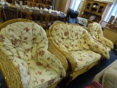 Wicker Three Piece Suite Comprising of a Two Seat Settee and Two Armchairs