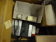 Box Containing Vintage Casette Player, Gas Mantels, Shoe Stretcher, etc.