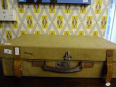 Vintage Leather and Canvas Suitcase