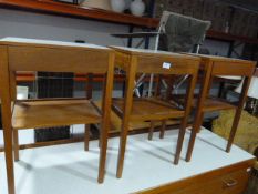 Three Teak Bedside Table with Single Drawer and Melamine Top