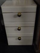 White Three Drawer Bedside Cabinet