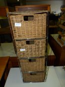 Wicker Four Drawer Storage Unit