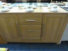 Light Oak Sideboard with Three Drawers and Two Door