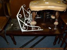 Camel Stool and a Wrought Iron Plant Stand and a Occasional Table