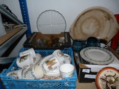 Three Boxes of Glassware, Plates, Mugs, etc.