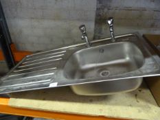 Stainless Steel Inset Sink with Left Hand Drainer and Taps