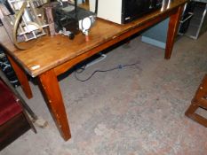 Pine Refectory Table on Four Tapered Legs