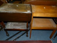 Teak Two Tier Table and an Oak Dinner Trolley