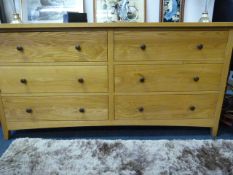 Solid Oak Chest of Six Drawers