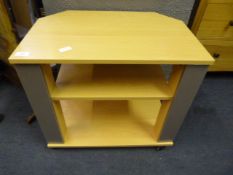 Beech and Silver TV Stand