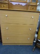 Beech and Silver Chest of Three Drawers