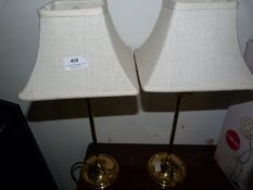 Pair of Brass Table Lamps with Shades