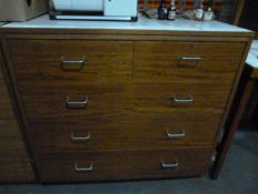 Four Height Teak Chest of Drawers with Melamine Top