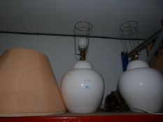 Two White Pottery Table Lamps