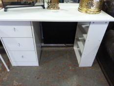 White Melamine Three Drawer Desk
