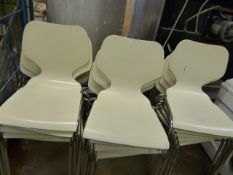 Fifteen Chrome Framed Stackable Chairs with White Seats and Backs