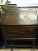 Oak Bureau on Bulbous Legs with Fitted Interior